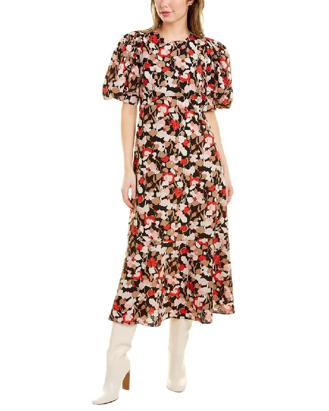 Ted Baker Helgi Floral Seersucker Midi Dress Comfortable Geometric Print Midi Dress