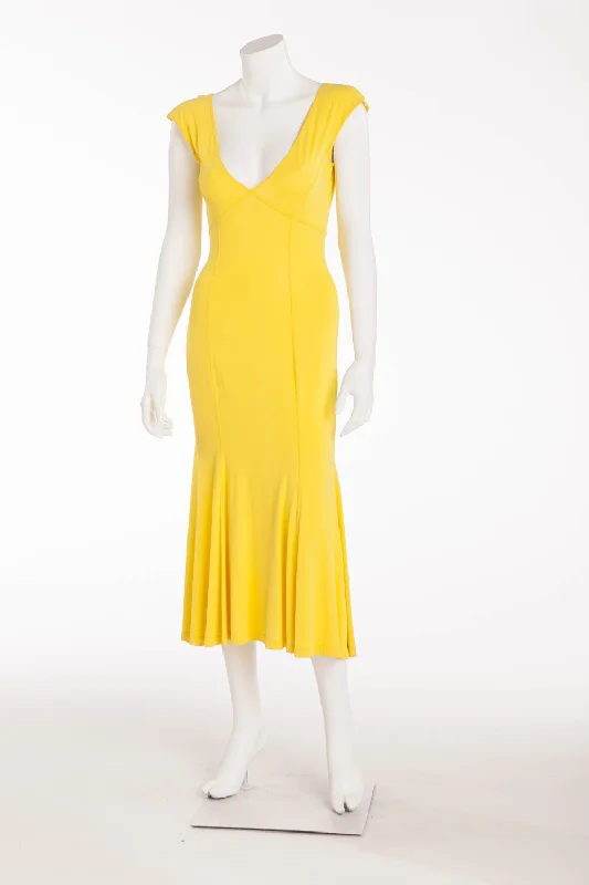 Valentino - Yellow Midi Dress  - IT 40 Fashionable Skater Midi Dress