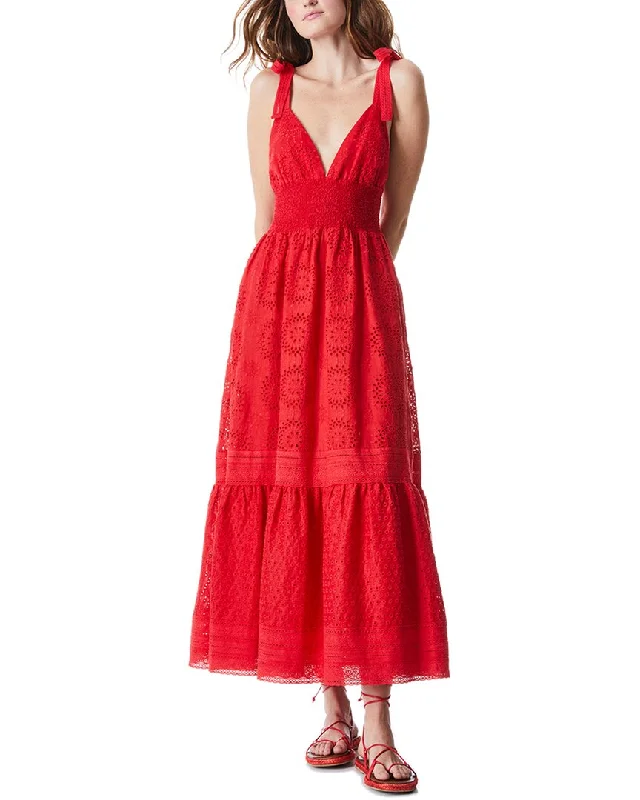 alice + olivia Levine Linen-Blend Midi Dress Stylish Silk Midi Dress