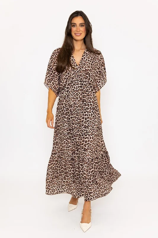 Animal Print Empire Waist Midi Dress Stylish Button-Down Midi Dress