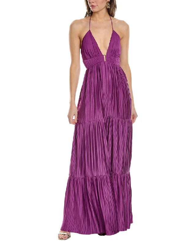 ba&sh Pleated Maxi Dress Trendy Fit-and-Flare Maxi Dress