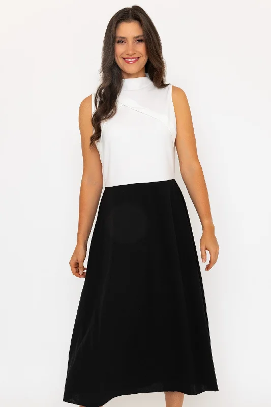 Black & White Two Tone Layla Midi Dress Classic Black Midi Dress