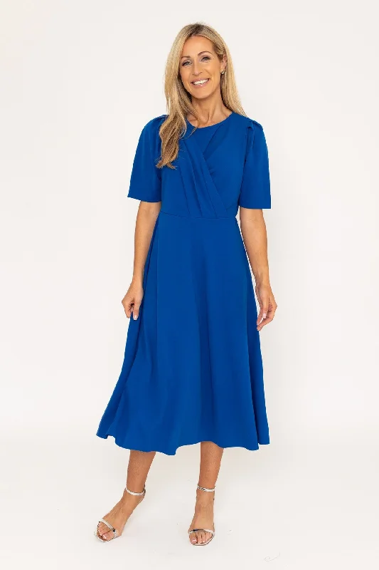 Blue Short Sleeve Kate Midi Dress Fashionable Chiffon Midi Dress