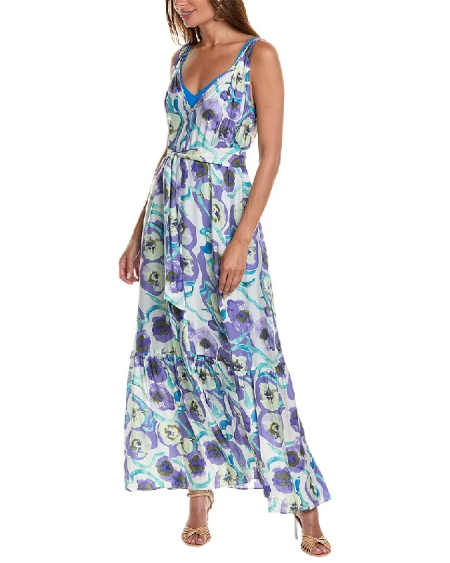 Diane von Furstenberg Jodie Silk-Blend Maxi Dress Stylish Maxi Dress with Frills