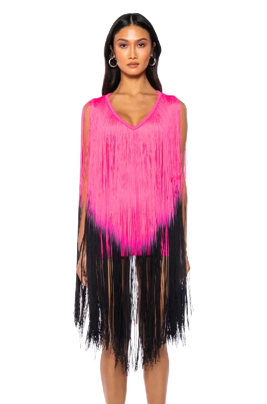 FLAPPER FRINGE MINI DRESS Modern Satin Mini Dress