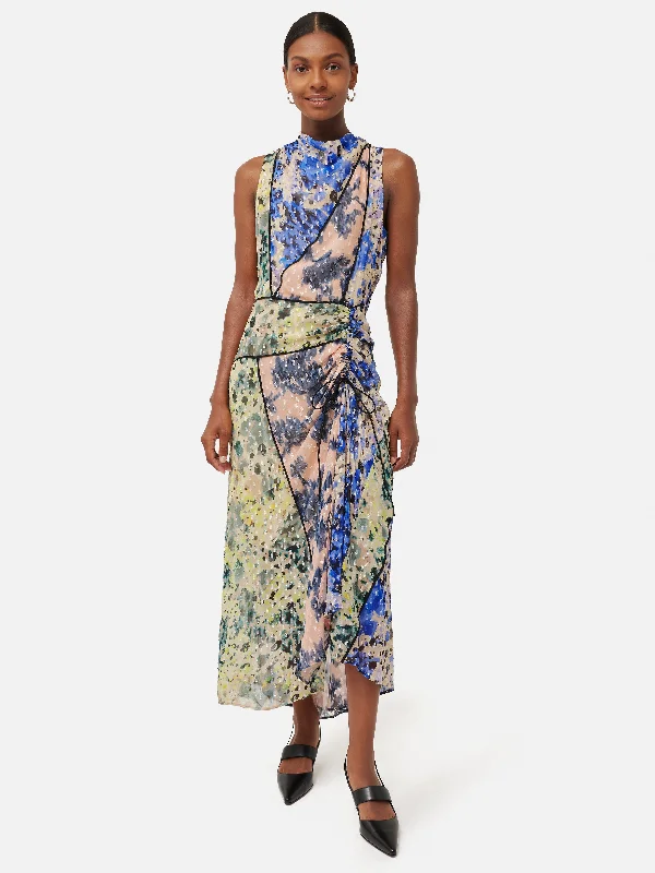 Ikat Posy Metallic Maxi Dress | Multi Trendy Floral Print Maxi Dress