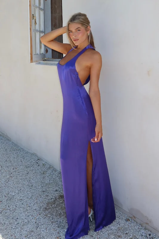 Jacquelyn Racerback Maxi Dress - Deep Purple Stylish Longline Maxi Dress