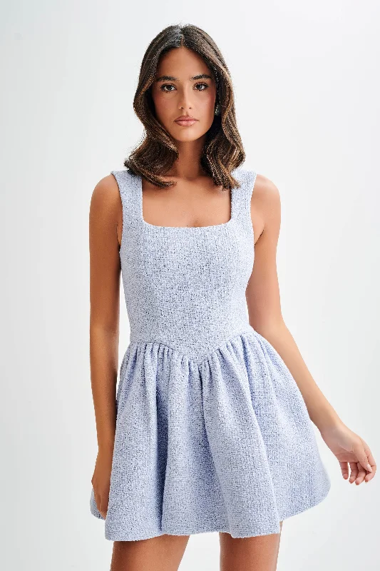 Jennifer Boucle Mini Dress - Sky Blue Stylish Sweetheart Mini Dress