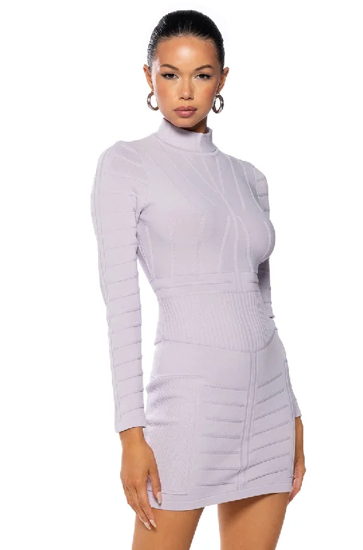 LANA LONG SLEEVE MINI DRESS Trendy A-Line Mini Dress