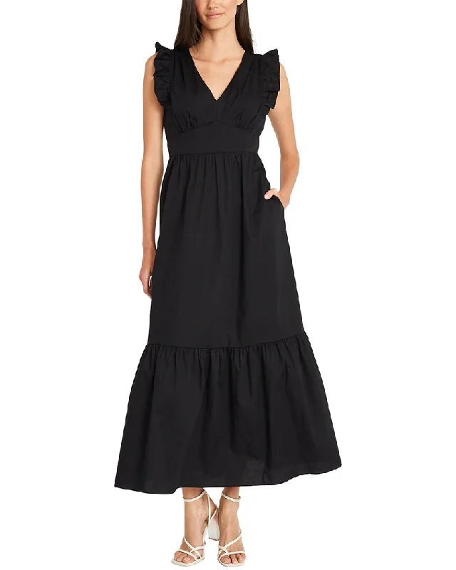 Maggy London Poplin Maxi Dress Fashionable Faux Wrap Maxi Dress