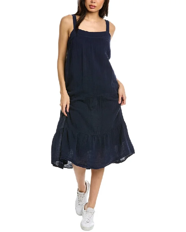 Michael Stars Evie Midi Dress Comfortable Ruched Midi Dress