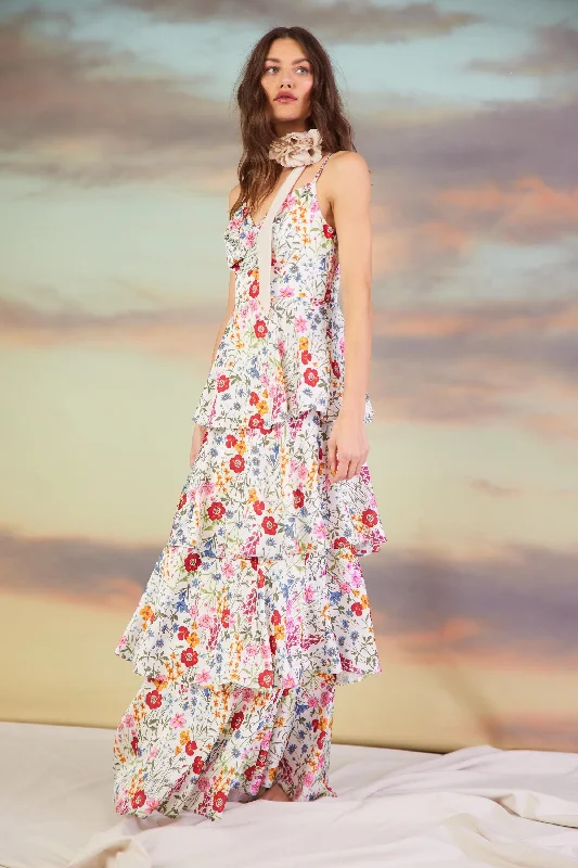 Natalia Floral Tiered Maxi Dress Fashionable Printed Maxi Dress