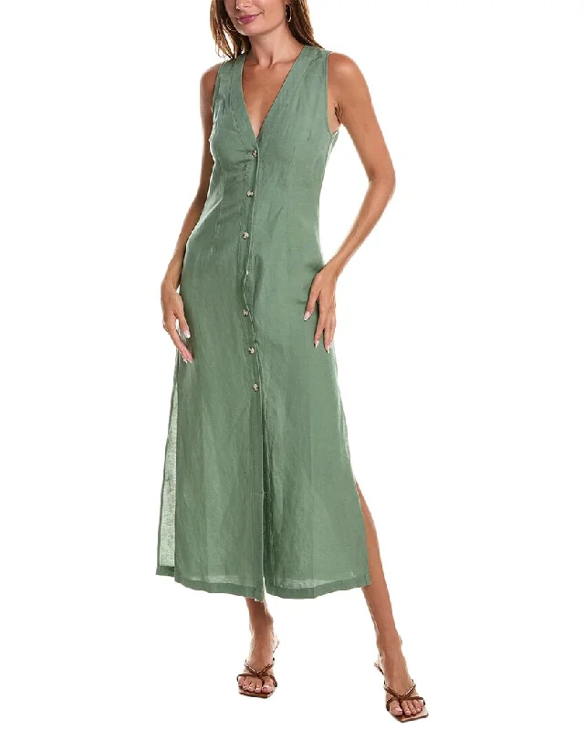 Onia Air Linen-Blend Button Down Maxi Dress Elegant Velvet Maxi Dress