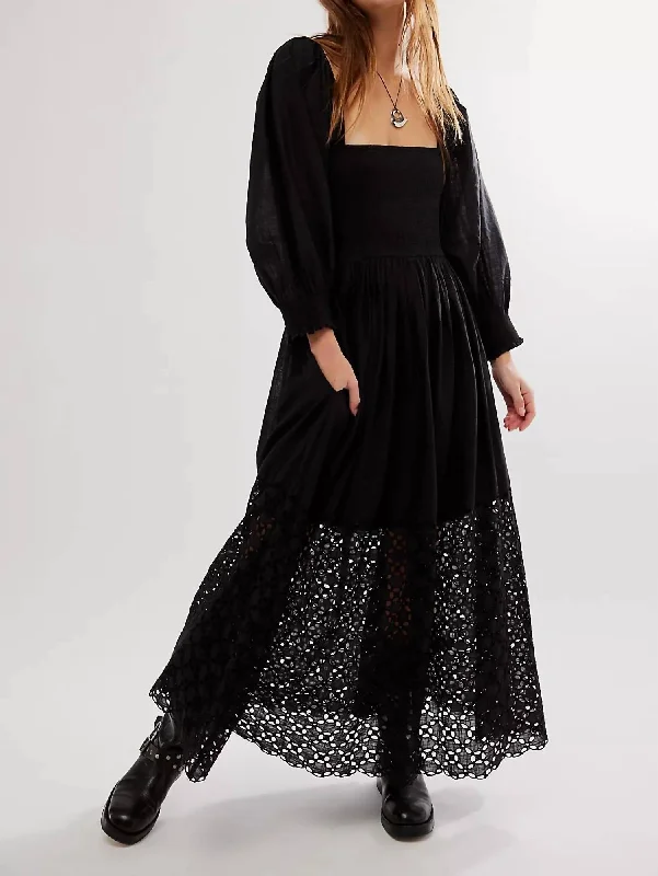 Perfect Storm Midi Dress In Black Fashionable Off-Shoulder Dress Midi