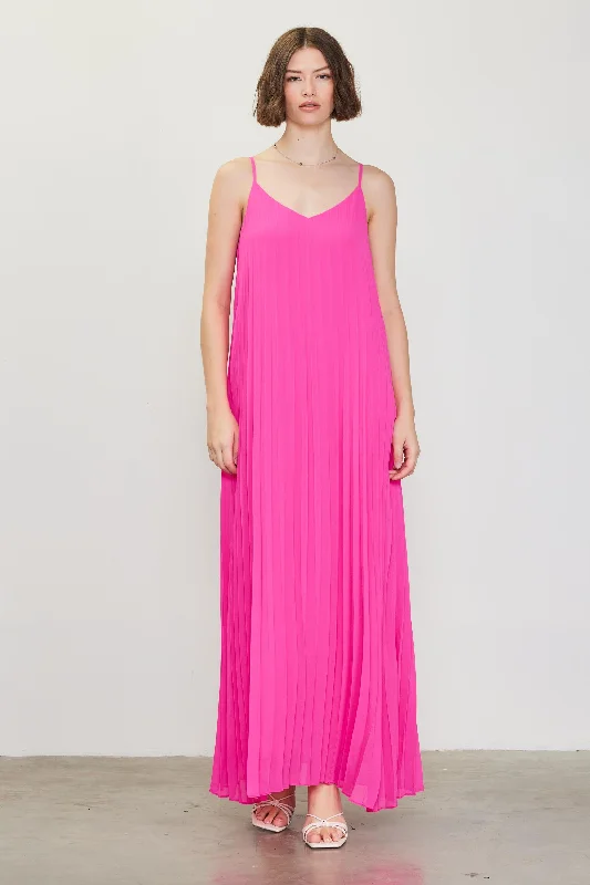 Pleated Maxi Dress Elegant Silk Maxi Dress