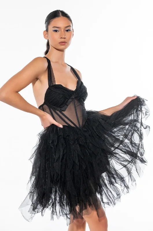 PRINCESS SHIT TULLE MINI DRESS BLACK Comfortable Shift Mini Dress