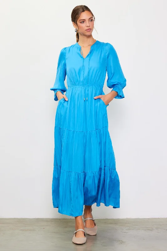 Emery Ruffle Tiered Maxi Dress Stylish Button-Up Maxi Dress