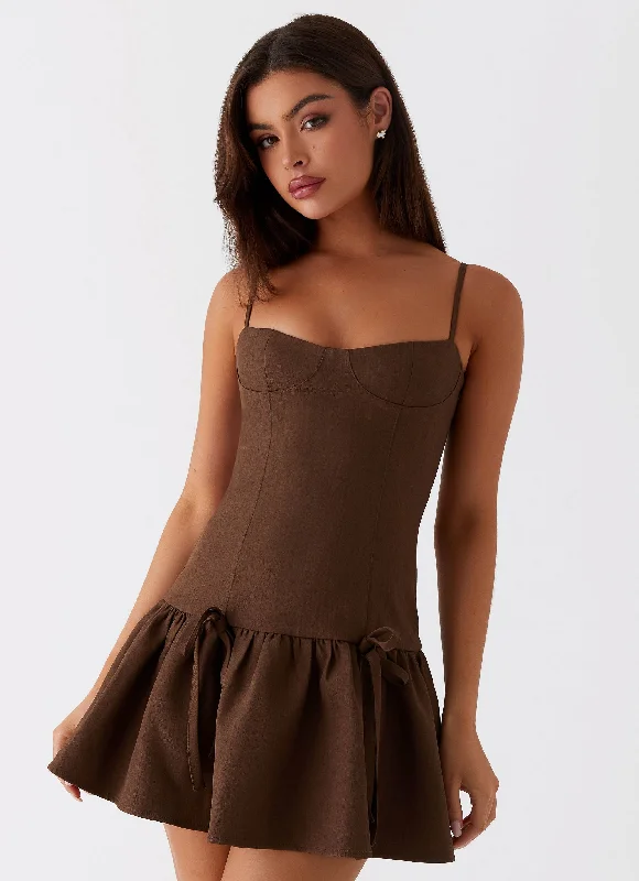 Running Late Mini Dress - Chocolate Cozy Sweater Mini Dress