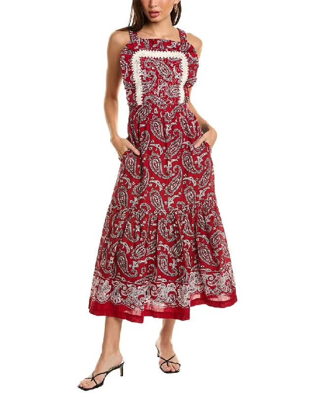 SEA NY Theodora Paisley Print Apron Maxi Dress Stylish Longline Maxi Dress