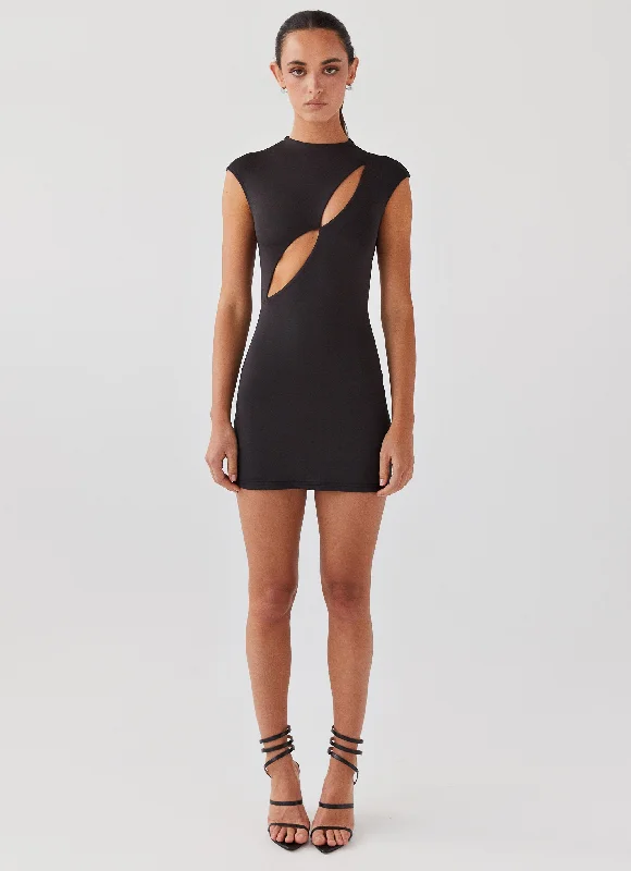 Special Affair Mini Dress - Black Trendy Crossover Mini Dress