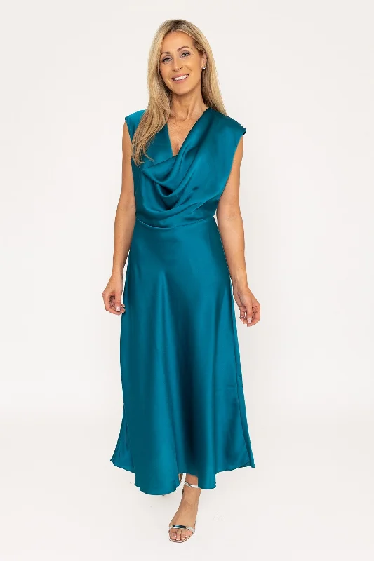 Teal Sleeveless Kendall Midi Dress Comfortable Sleeveless Midi Dress