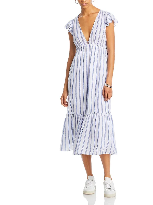 Tina Womens Striped Cotton Maxi Dress Elegant Velvet Maxi Dress