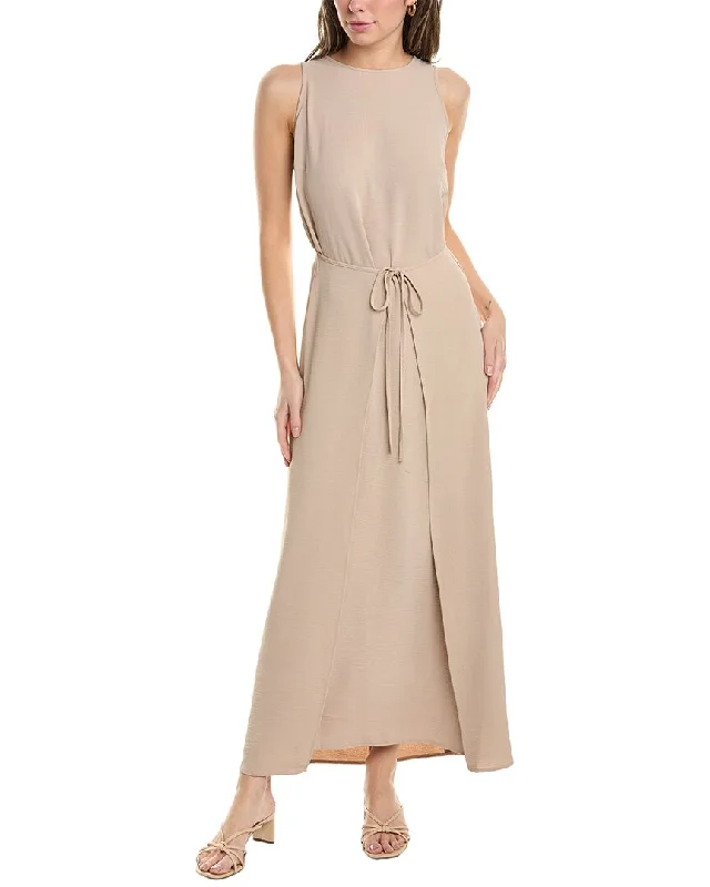 Vince Camuto Wrap Front Maxi Dress Comfortable Plunging Neckline Maxi Dress