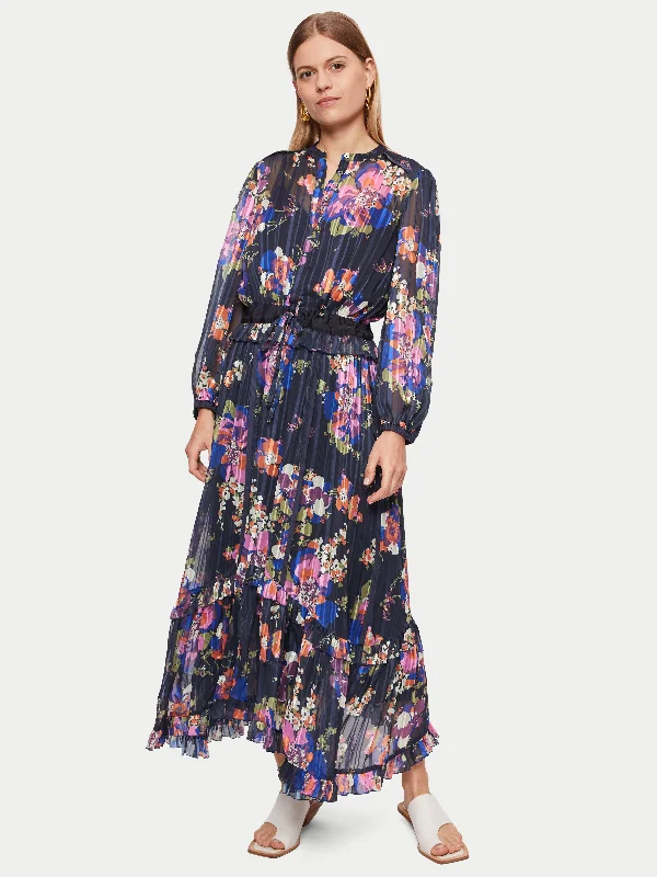 Wild Rose Maxi Dress | Navy Trendy Satin Maxi Dress