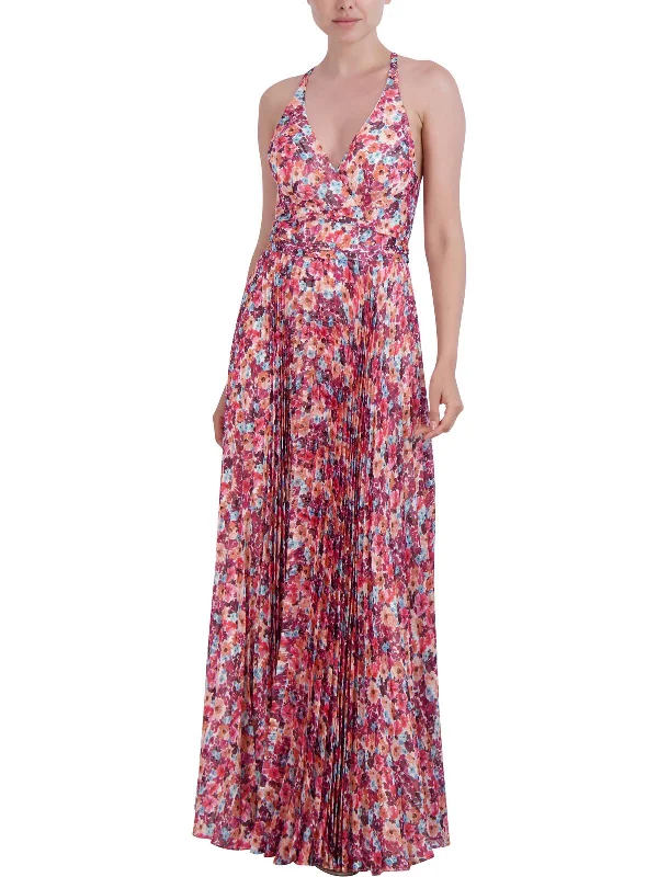 Womens Chiffon Floral Maxi Dress Stylish V-Neck Maxi Dress