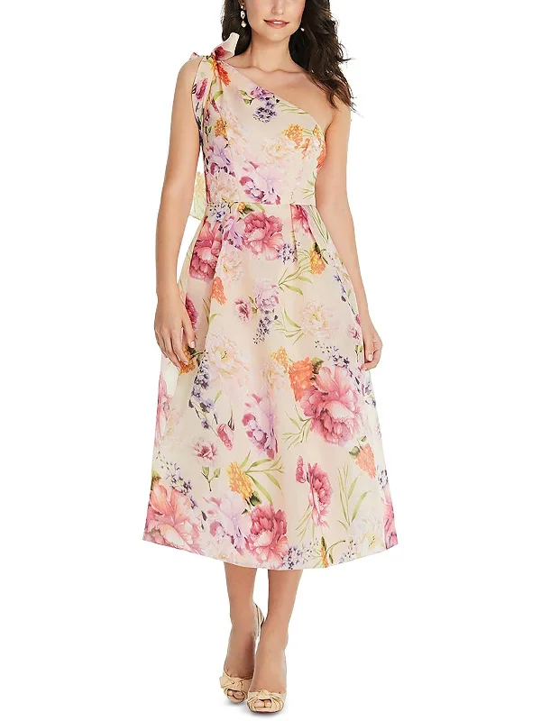 Womens Floral Print Polyester Midi Dress Cozy Spaghetti Strap Midi Dress