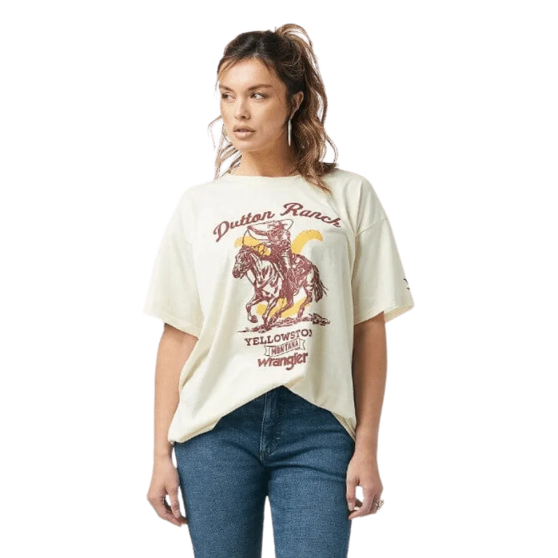 Wrangler Women's Yellowstone Oversized Tofu Graphic Tee 112323597 Anti-Pilling Machine Wash Handmade