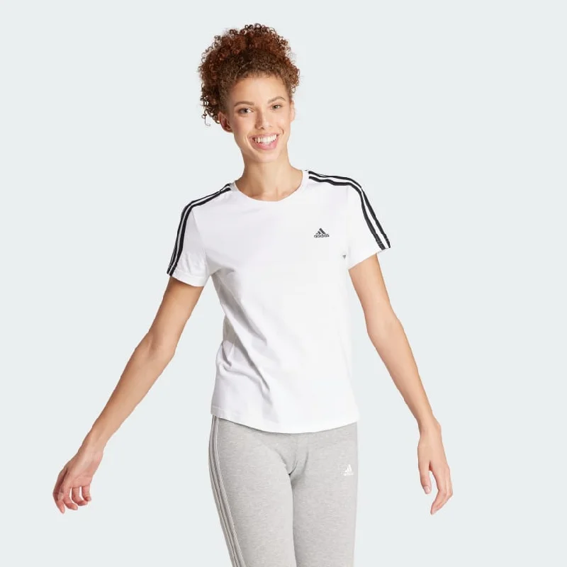 ADIDAS WOMEN'S ESSENTIALS SLIM 3-STRIPES WHITE TEE Plaid T-Shirt Polka Dot Checkered