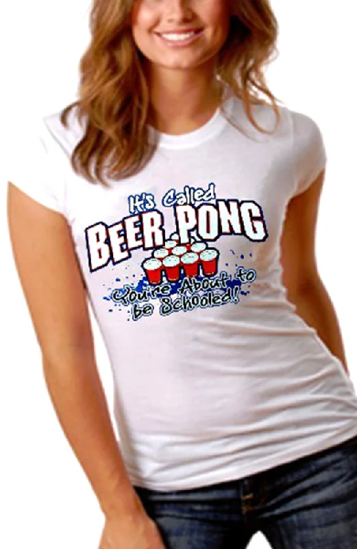 Beer Pong - You're About To Be Schooled Girls T-Shirt Terry Blend Velvet Blend Canvas Blend