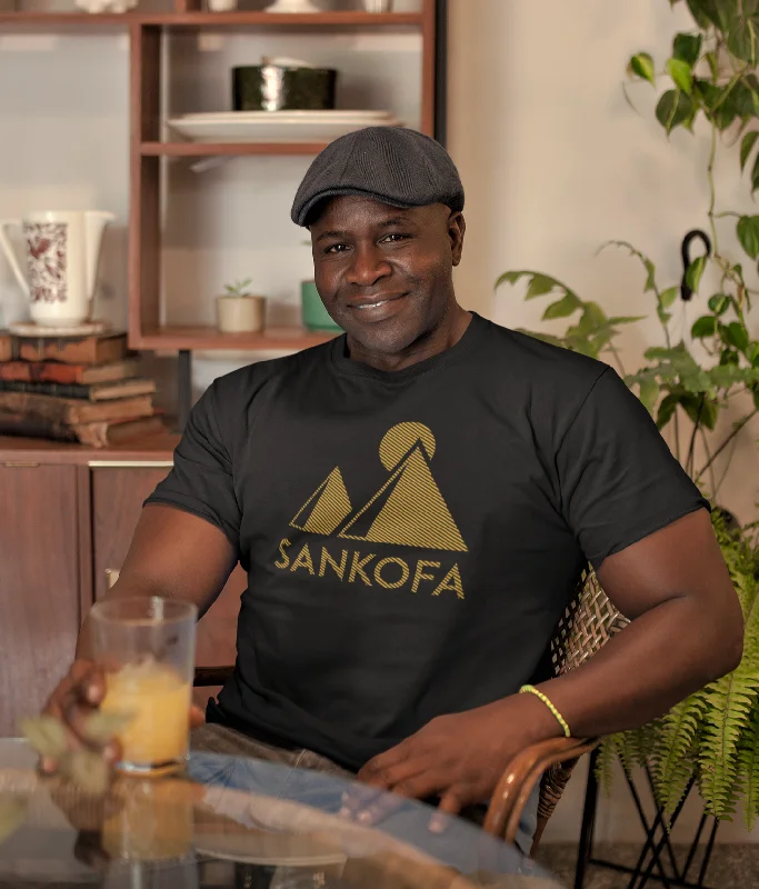 Black Pill Sankofa T-shirt Gold (Unisex) Asymmetrical Pockets Print