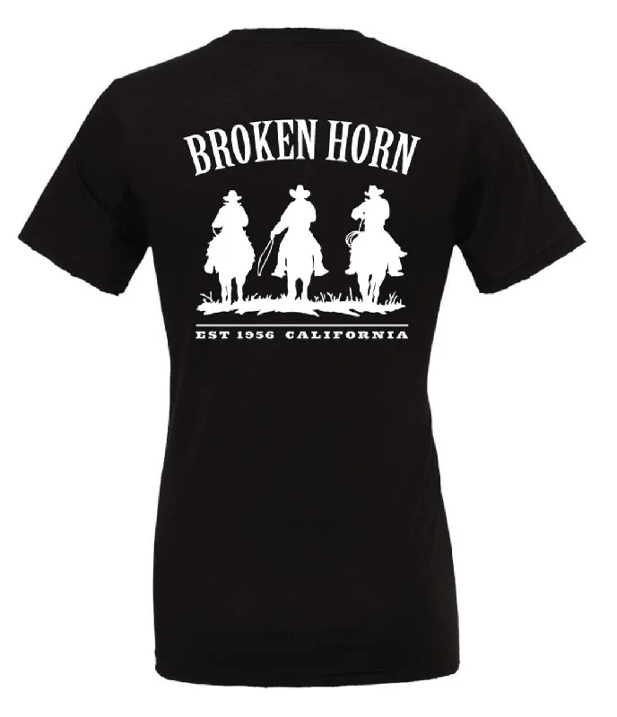 Broken Horn Logo Tee - Black Satin Blend Silk Blend Wool Blend