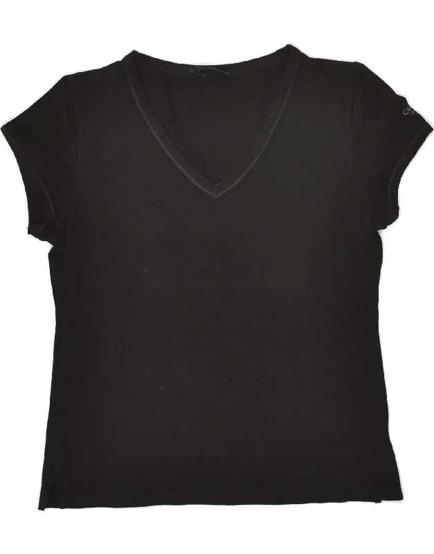 CALVIN KLEIN Womens T-Shirt Top UK 18 XL Black Cotton Terry Blend Velvet Blend Canvas Blend