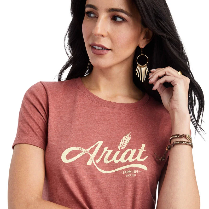 Ariat Women's Wheat Script Tee Satin Blend Silk Blend Wool Blend