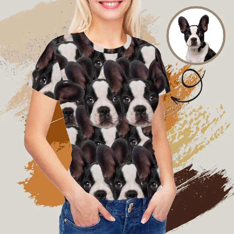 Custom Face Pet Women's All Over Print T-shirt Nylon Fabric Polyester Fabric Spandex Fabric