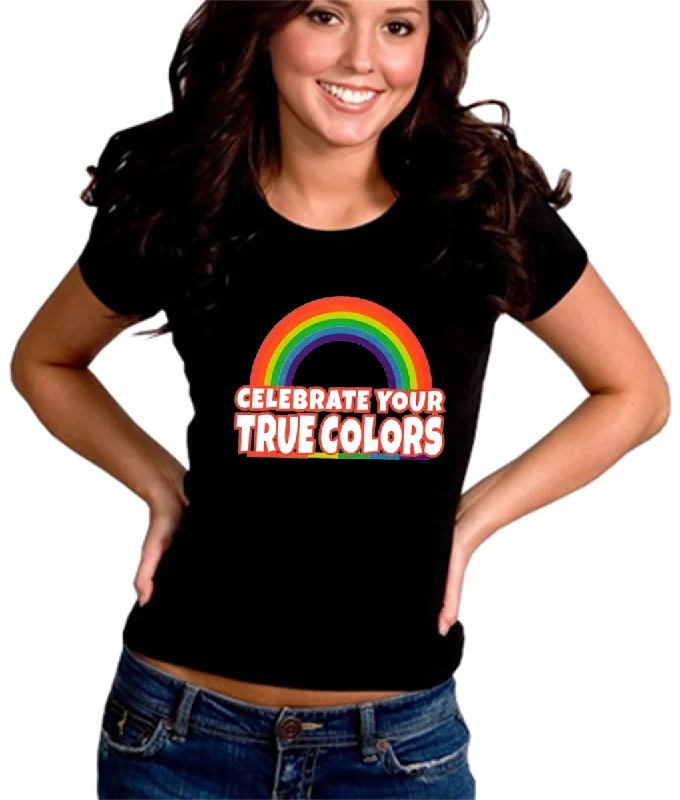 Rainbow Pride Girl's T-Shirt Real Fur Shearling Chenille