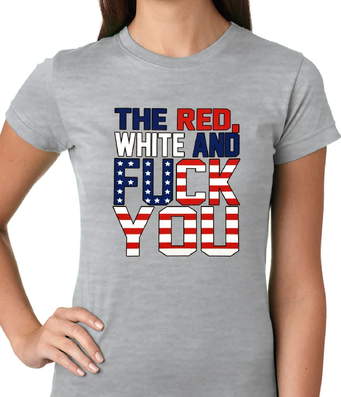 Red, White & F*ck You Ladies T-shirt Chenille Fabric Brocade Fabric Lace Fabric