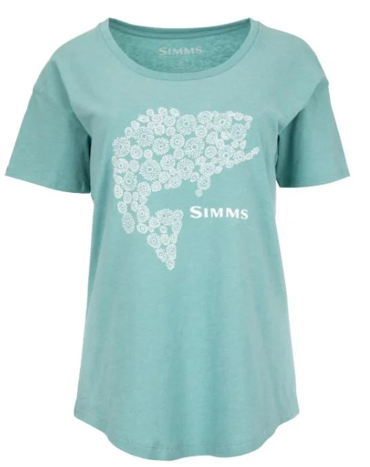 Simms - Women's Floral Bass T-Shirt Silk Blend Satin Velvet