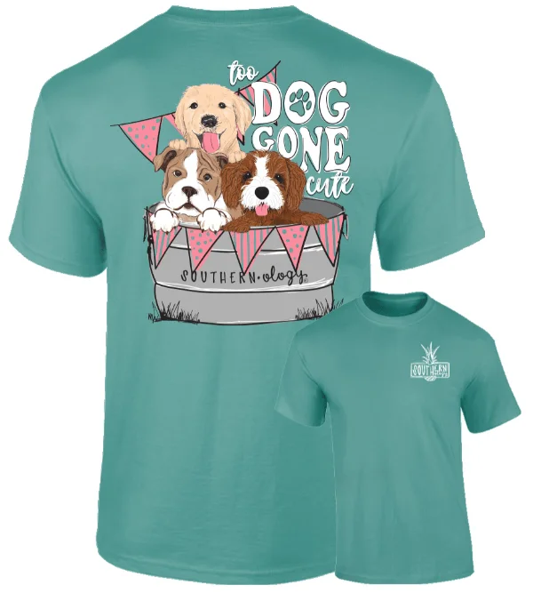 Southernology Women's Too Doggone Cute Seafoam Green Tee Satin Fabric Silk Fabric Chiffon Fabric