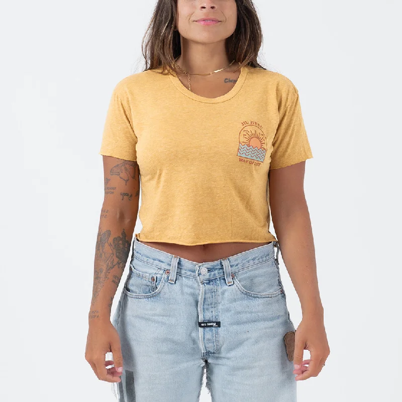 Choke Republic Sunrize Crop Women's Tee Ribbed Striped Patterned