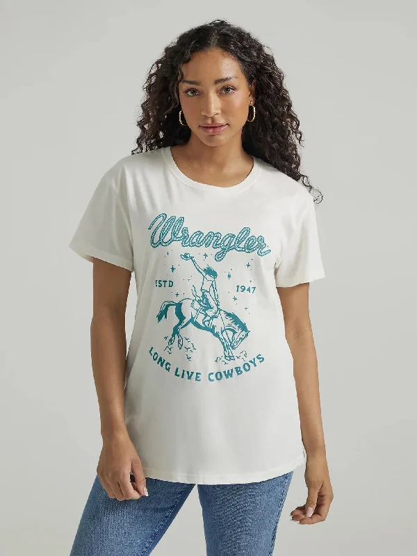 Wrangler Women Western Graphic Boyfriend Tee Terry Blend Velvet Blend Canvas Blend