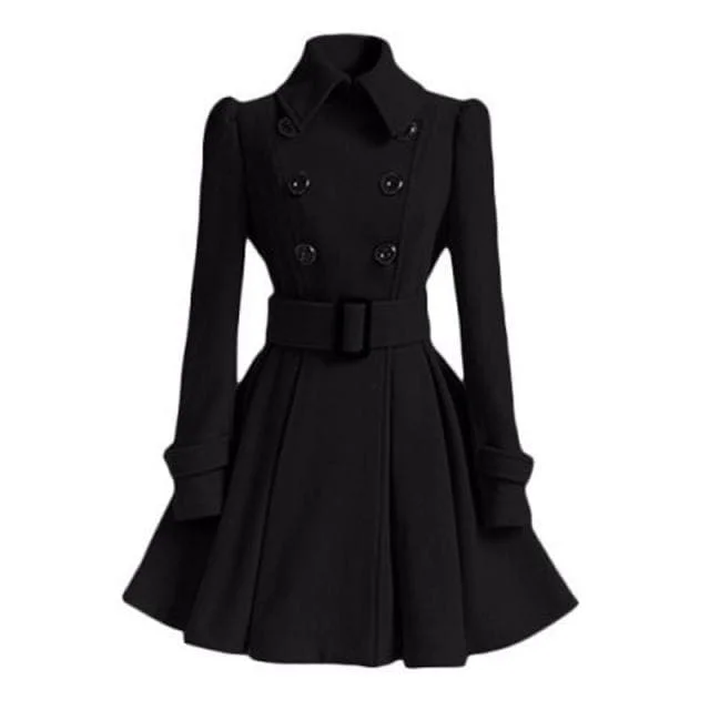 HEATHER Design Women's Fine Fashion Classic Luxury Style Designer Black Wool Coat Jacket Nylon Fabric Polyester Fabric Spandex Fabric