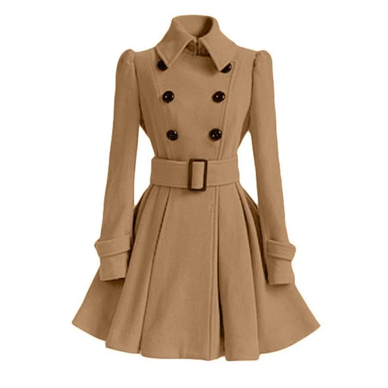 HEATHER Design Women's Fine Fashion Classic Luxury Style Designer Brown Khaki Wool Coat Jacket Wool Jacket Cashmere Jacket Tweed Jacket