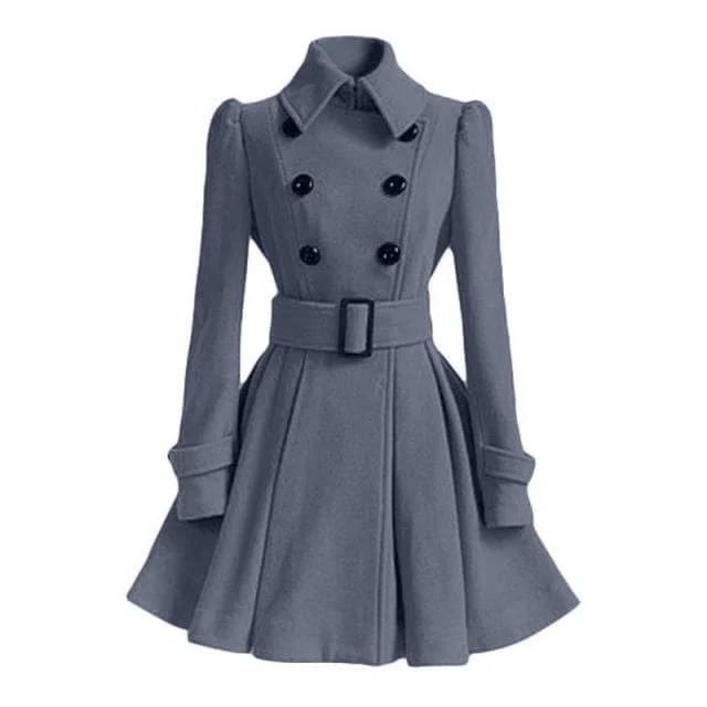 HEATHER Design Women's Fine Fashion Classic Luxury Style Designer Gray Wool Coat Jacket Jacket Blazer Coat