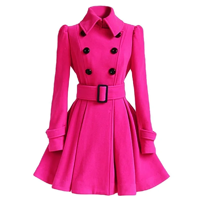 HEATHER Design Women's Fine Fashion Classic Luxury Style Designer Pink Wool Coat Jacket Bomber Jacket Anorak Windbreaker