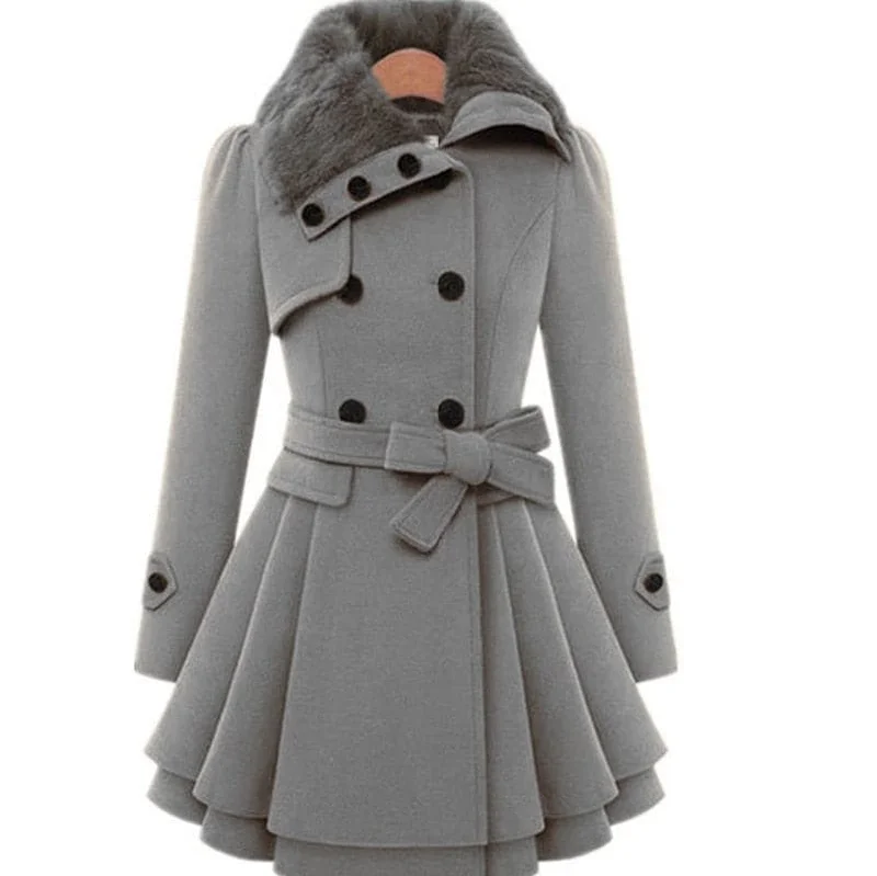 HEATHER Design Women's Fine Fashion Luxury Style Designer Gray Wool Coat Jacket Satin Jacket Silk Jacket Chiffon Jacket