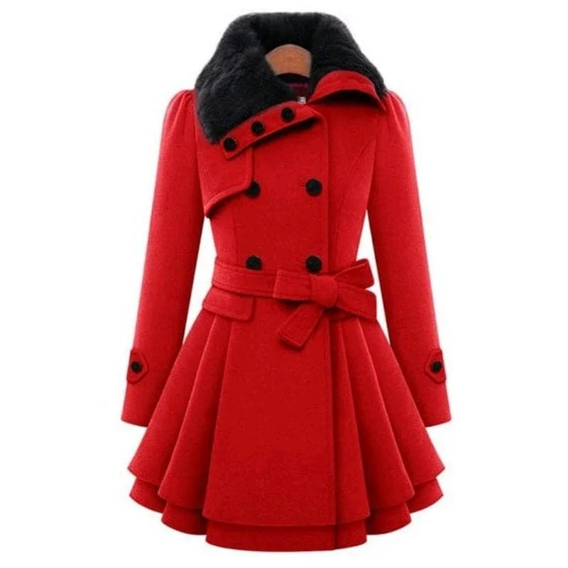 HEATHER Design Women's Fine Fashion Luxury Style Designer Red Wool Coat Jacket Anorak Shell Jacket Lightweight Jacket